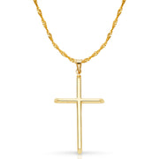 14K Gold Cross Pendant with 1.8mm Singapore Chain