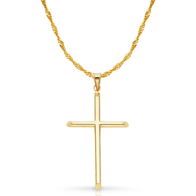 14K Gold Cross Pendant with 1.8mm Singapore Chain