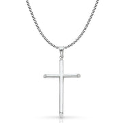 14K Gold Cross Pendant with 1.7mm Flat Open Wheat Chain