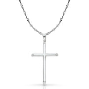 14K Gold Cross Pendant with 1.8mm Singapore Chain
