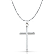 14K Gold Cross Pendant with 2mm Rope Chain