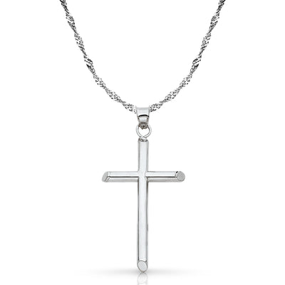 14K Gold Cross Pendant with 1.2mm Singapore Chain