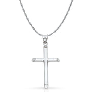 14K Gold Cross Pendant with 2mm Rope Chain