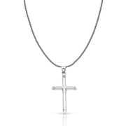 14K Gold Classic Cross Charm Pendant with 1.1mm Wheat Chain Necklace