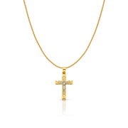 14K Gold Jesus Crucifix Cross Charm Pendant with 0.9mm Wheat Chain Necklace