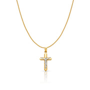 14K Gold Jesus Crucifix Cross Charm Pendant with 0.9mm Wheat Chain Necklace