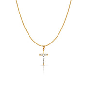 14K Gold Jesus Crucifix Cross Charm Pendant with 0.9mm Wheat Chain Necklace