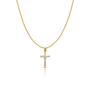 14K Gold Jesus Crucifix Cross Charm Pendant with 0.9mm Wheat Chain Necklace