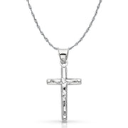 14K Gold Crucifix Cross Pendant with 1.5mm Rope Chain