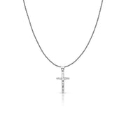 14K Gold Jesus Crucifix Cross Charm Pendant with 0.9mm Wheat Chain Necklace