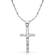 14K Gold Crucifix Cross Pendant with 0.9mm Singapore Chain