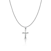 14K Gold Jesus Crucifix Cross Charm Pendant with 0.9mm Wheat Chain Necklace