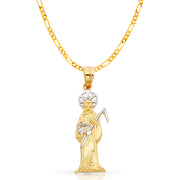 14K Gold Devil Pendant with 2.3mm Figaro 3+1 Chain