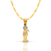 14K Gold Devil Pendant with 1.6mm Figaro 3+1 Chain