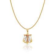 14K Gold Jesus Crucifix Anchor Charm Pendant with 1.1mm Wheat Chain Necklace