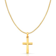 14K Gold Cross Religious Charm Pendant with 0.8mm Box Chain Necklace