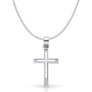 14K Gold Cross Religious Charm Pendant with 1mm Box Chain Necklace