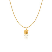 14K Gold St. Jude Enamel Charm Pendant with 0.9mm Wheat Chain Necklace