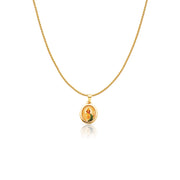 14K Gold St. Jude Enamel Charm Pendant with 0.9mm Wheat Chain Necklace