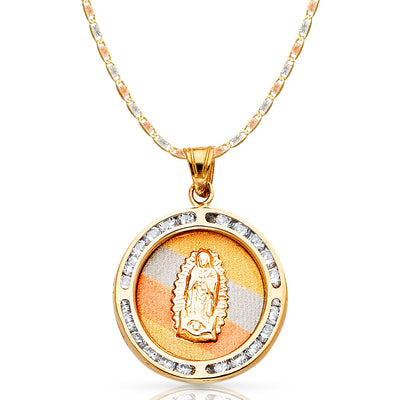 14K Gold Guadalupe CZ Pendant with 2.6mm Valentino Star Chain