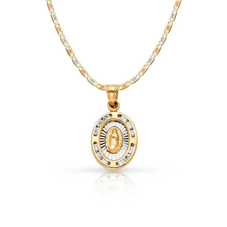 14K Gold Guadalupe CZ Pendant with 2.6mm Valentino Star Chain