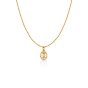 14K Gold CZ Boy Prayer Charm Pendant with 0.9mm Wheat Chain Necklace