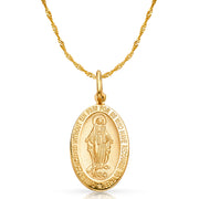 14K Gold 1830 Guadalupe Pendant with 0.9mm Singapore Chain