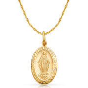 14K Gold 1830 Guadalupe Pendant with 0.9mm Singapore Chain