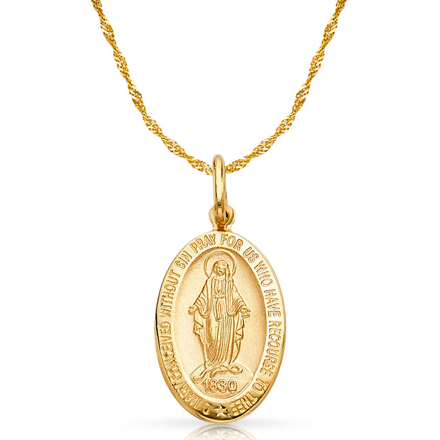 14K Gold 1830 Guadalupe Pendant with 0.9mm Singapore Chain