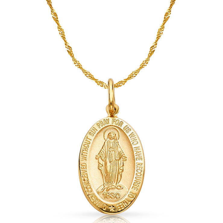 14K Gold 1830 Guadalupe Pendant with 0.9mm Singapore Chain