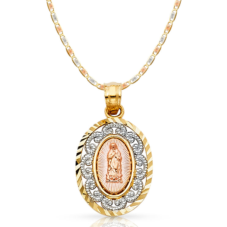 14K Gold Guadalupe Pendant with 2.1mm Valentino Chain