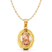 14K Gold Guadalupe Pendant with 2.1mm Valentino Chain