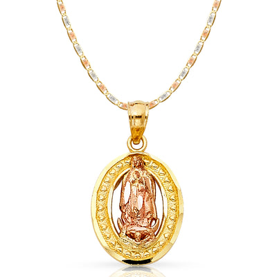 14K Gold Guadalupe Pendant with 2.1mm Valentino Chain