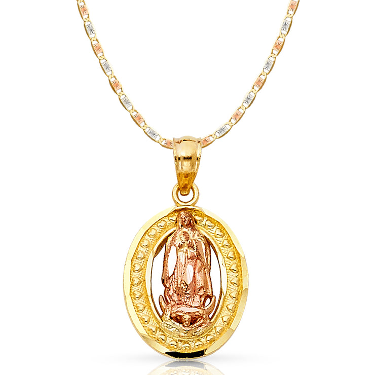 14K Gold Guadalupe Pendant with 2.1mm Valentino Chain