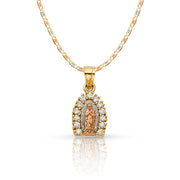 14K Gold Guadalupe CZ Pendant with 1.5mm Valentino Chain