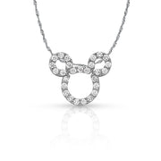 14K Gold CZ Charm Charm Pendant with 1.5mm Rope Chain Necklace