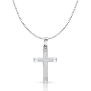 14K Gold Religious Cross Charm Pendant with 0.8mm Box Chain Necklace