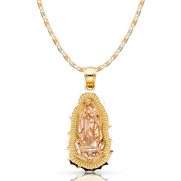 14K Gold Guadalupe Pendant with 2.1mm Valentino Chain