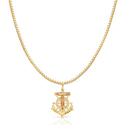 14K Gold Religious Crucifix Anchor Charm Pendant with 1.2mm Box Chain Necklace