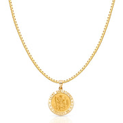 14K Gold Religious St. Christopher Charm Pendant with 1.2mm Box Chain Necklace