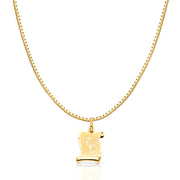 14K Gold Religious Communion Charm Pendant with 1.2mm Box Chain Necklace