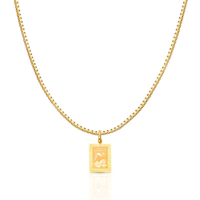14K Gold Religious Baptism Charm Pendant with 1.2mm Box Chain Necklace