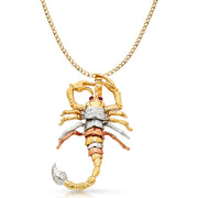 14K Gold Scorpion Charm Pendant with 4.2mm Hollow Cuban Chain Necklace