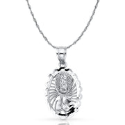 14K Gold Quinceanera Pendant with 1.5mm Rope Chain