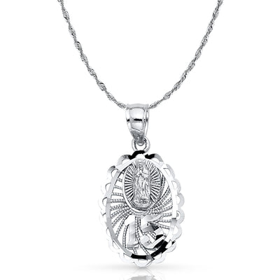 14K Gold Quinceanera Pendant with 1.5mm Rope Chain