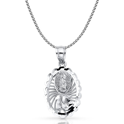 14K Gold Quinceanera Pendant with 1.3mm Flat Open Wheat Chain