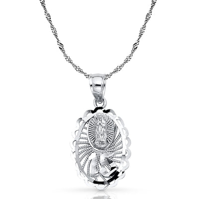 14K Gold Quinceanera Pendant with 0.9mm Singapore Chain