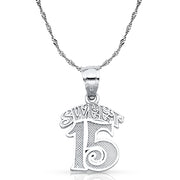 14K Gold Quinceanera Pendant with 0.9mm Singapore Chain