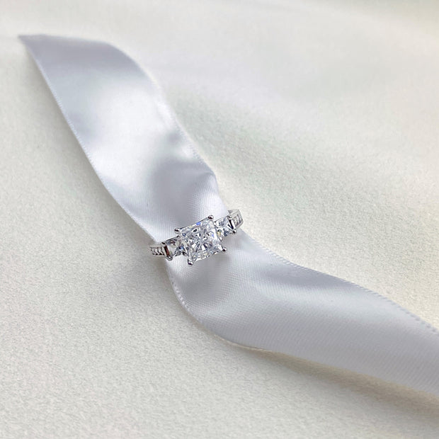 Three Stone Princess Cut Engagement Ring