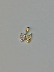 14K Gold Two Face Happy and Sad Charm Pendant